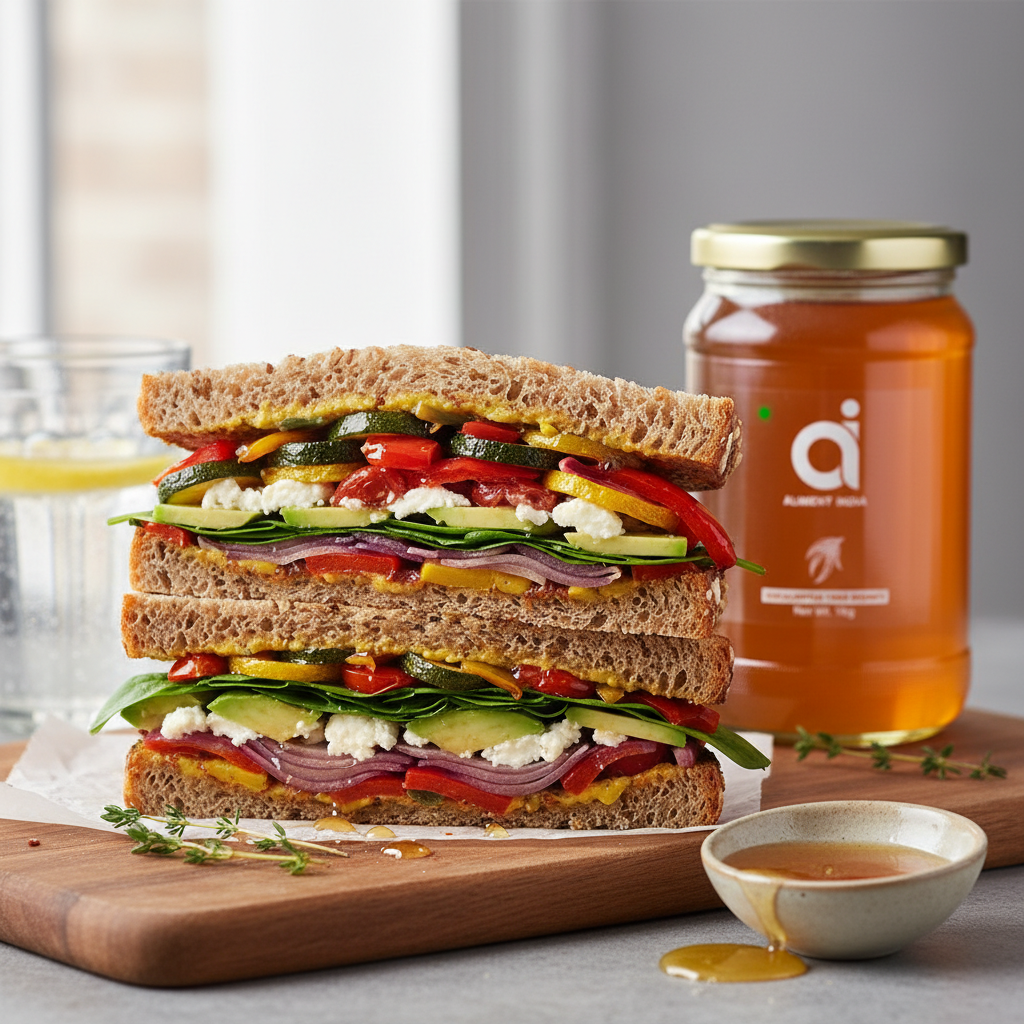HONEY-ROASTED VEGETABLE SANDWICH WITH MULTIGRAIN BREAD
