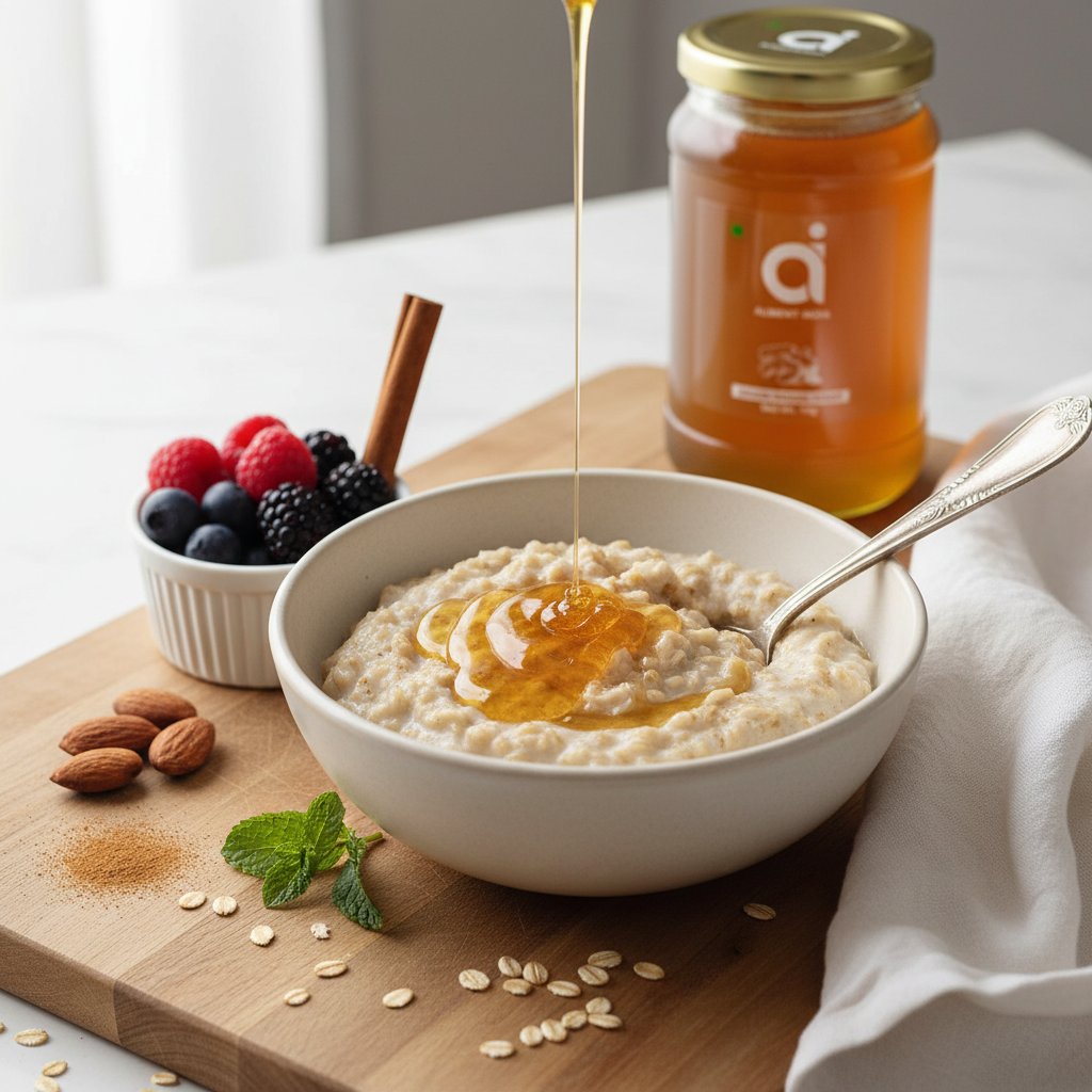 HONEY SMOOTHIE BOWL WITH SEASONAL TOPPINGS